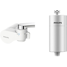 Philips AWP3754 X-Guard On Tap Wasser-Filter & AWP1775 Inline-Duschfilter, KDF-Filtersystem gegen Rest-Chlor, Bakterien, Verunreinigungen & Kalk, Wasser-Filter für Bad und Dusche