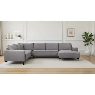 OTTO home Wohnlandschaft »OLAND U-Form, XXL, B: 342 cm, Skandi-Design« Skandi-Design in Struktur, Flachgewebe, Luxus-Microfaser, Boucle, braun