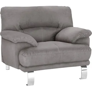 TRENDMANUFAKTUR Sessel Cecilia II, Loungesessel in italienischem Design, breite und bequeme Armlehnen silberfarben