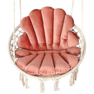Love Gifts® Hängesessel Kissen in Muschelform 2 Stück + 1 kleines Kissen in Herzform, passend auch für einen Hängekorb, Farbe Rosa