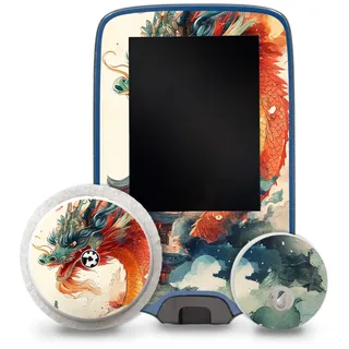 Aufkleber Set passend für Freestyle Libre 2 + 3 Lesegerät + Sensor R229 Drache