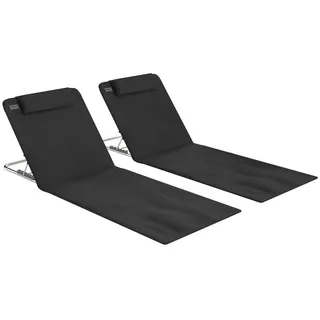 Outsunny Höhenverstellbare Strandliege, 134 x 48 x 33-43 cm, Stahl, Schwarz , Kunststoff , 48x43x134 cm , Gartenmöbel, Gartenliegen