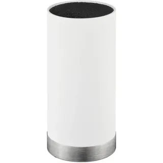 Relaxdays Messerblock rund, Messerhalter unbestückt, universal, Messeraufbewahrung mit Borsten, HxD: 22 x 11 cm, weiß