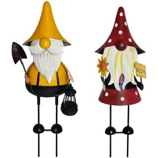 HONGLAND Gartenzwerg aus Metall, ca. 46 cm, Metallzwerg als Gartendekoration für den Außenbereich, 3D, Outdoor-Dekoration, Weihnachten, Urlaub, Rasen, Terrasse, Hof, Gartendekoration