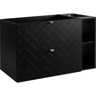 RODAN | Waschbeckunterschrank 100 cm - Schwarz Matt - Badezimmerschränke - Badmöbel - Waschbecken Unterschränke - Ohne Platte - Bücherregal - Schwarz