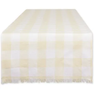 DII Tischläufer, kariert, mit Fransen, 35,6 x 183,9 cm, Natur
