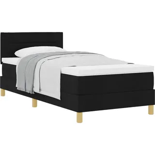 vidaXL Boxspringbett mit Matratze Schwarz 90 x 200 cm Stoff