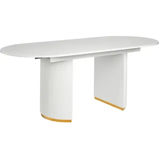 Beliani Ausziehtisch 160/200 x 75 x 90 cm hochglänzend Weiß/Gold