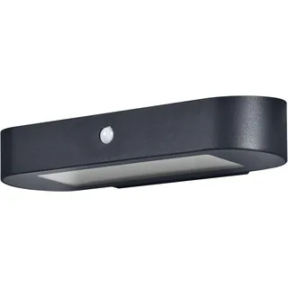 Osram ENDURA Style Oval Solar-Wandleuchte, warmweißes Licht (3000K), integrierter Sensor, ohne Strom nutzbar, lange Batterielaufzeit: 30 Mal 60 Sekunden im PIR Modus, Schutzklasse IP44, schwarz, Aluminium, Modern, Solarleuchte außen - 34 cm - 12.
