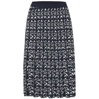 Strickrock GOLDNER "Hochwertiger Jacquard-Strickrock", Damen, Gr. 40, schwarz (schwarz, weiß, gemustert), Obermaterial: 55% Baumwolle CO. 45% Viskose CV., normal, Röcke Strickrock, Plissefalten