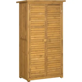 Gartenschrank Holz Geräteschuppen Geräteschrank Werkzeugschrank Gartenhaus Holzhütte Pultdach Lamellentüren Tannenholz 87 X 46,5 X 160 Cm