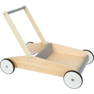Small Foot Company small Foot Lauflernwagen Schiefergrau, robuster Schiebewagen aus Holz, mit großer Ladefläche, ab 12 Monaten, 12550