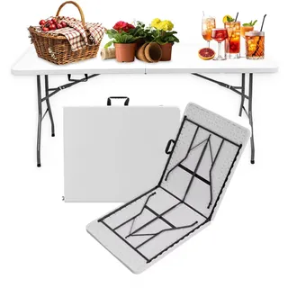Zendea - Platzsparender Gartentisch 180 x 70 x 74 cm – tragbarer Klapptisch mit Sicherheitsverriegelung und Oberfläche aus HDPE für 6 Personen – Outdoor-Möbel für Balkon oder Terrasse