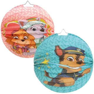 Paw Patrol 2X Laterne für Sankt Martin und Halloween - Papierlaterne mit Motiv von Chase und Skye aus der Nickelodeon Serie Martinslaterne für Kinder (02 Stück - Ø 25cm)