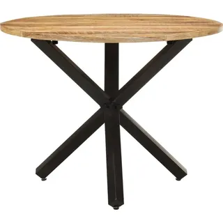 vidaXL Esstisch Rund 100x100x75 cm Raues Mangoholz