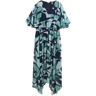 Tom Tailor Chiffon Kurzarmkleid - Green Dots And Shapes Design - 36