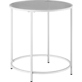 VASAGLE Runder Beistelltisch, Tischplatte aus gehärtetem Glas, Metallgestell, Sofaende, Konsolentisch, Nachttisch, für Wohnzimmer, Balkon - Gold