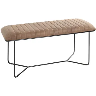 HAKU Bank braun, schwarz, Echt Leder, Metall - Maße: B 100 cm x H 48 cm x T 38 cm, Style: Industrial