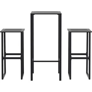 vidaXL 3-tlg. Gartenbar-Set Schwarz Pulverbeschichteter Stahl - Schwarz