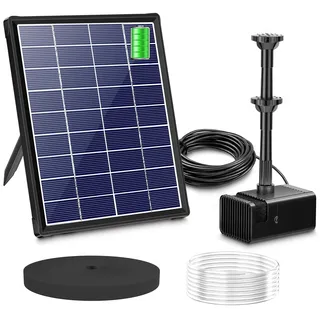 Biling 6W Solar Springbrunnen für außen mit 3000mAh Batterie Solar Teichpumpe mit Akku Solar Brunnenpumpen mit Akku, Solar Wasserpumpe Schwimmende Fontäne für Solar Wasserspiel Brunnen Draussen Teich