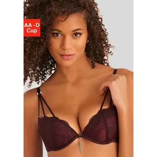 LASCANA Push-up-BH, mit extravagantem Glitzeraccessoire, sexy Dessous, rot