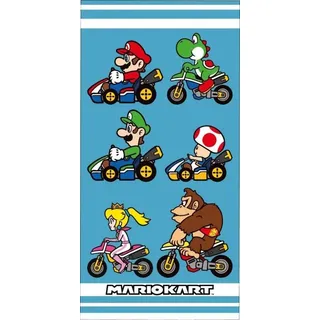 Carbotex Mario Luigi Toad Yoshi Peach Donkey Kong Strandtuch - Blau