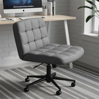 Clevich Bürostuhl Ohne Armlehne, Breiter Schneidersitz Stuhl für Schneidersitz Ergonomischer Höhenverstellbar Criss Cross Chair fur Home Office, Arbeitszimmer, Schminken, Schlafzimmer (Grau)