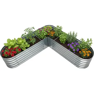 relaxdays Hochbeet in L-Form - Silber