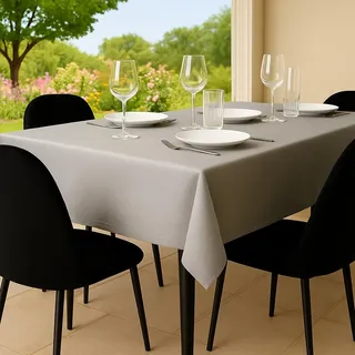 Tischdecke Outdoor Abwaschbar 100x140 Grau Gartentischdecke Tischdecken Wetterfest Wachstuchtischdecke Table Cloth Made in Italy für Den Außenbereich Tischtuch