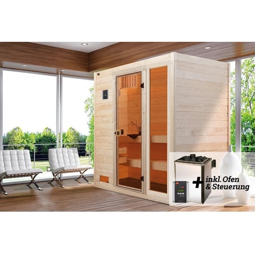 Bild von Sauna »Valida«, (Set), 7,5 kW-Ofen mit digitaler Steuerung, beige