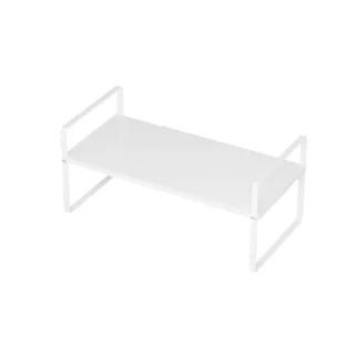 SANNO Erweiterbar Küchenregal, Faltbares Küchenschrank Regal Küchen Gewürzregal Organizer für Geschirr und Vorräte Stapelbarer Küchenablage Organizer für mehr Abstellfläche 10.24" W - Weiß