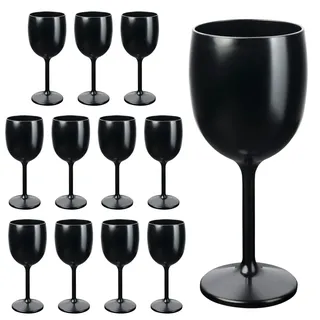 Schramm® Mehrweg Weingläser in schwarz wählbar 6, 12, 24 oder 48 Stück Champagner Glas Sektflöten Sektkelch Stielglas Champagner Gläser Fassungsvermögen, Größe:12 Stück