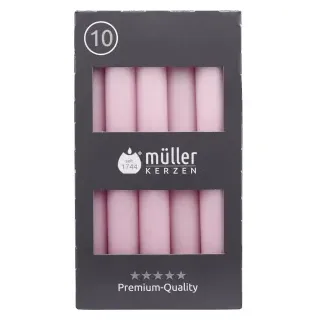 Müller Kerzen Tafelkerzen, rosa, Elegante Tafelkerzen im praktischen Vorratspack, 1 Packung = 10 Stück, (Ø x H): 20 x 175 mm