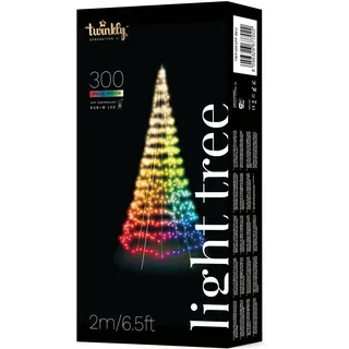 Twinkly Lichterbaum 3D 3 Meter, Flacher Weihnachtsbaum für Türen und Wände im Innen- und Außenbereich, 300 Kartierbare RGB- und Weiße LEDs, Kompatibel mit Alexa und Google Home, IP44, App-Steuerung