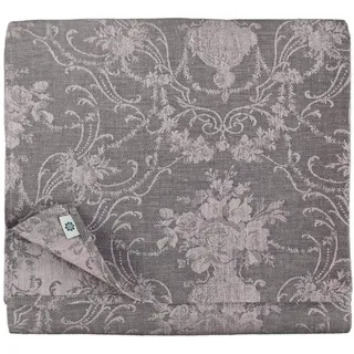 Linen & Cotton Luxus Jacquard Tischdecke Tischtuch Tischwäsche Roseus mit Damast Muster -100% Leinen, Rose/Grau (147 x 350 cm) Lang Festliche Rechteckige Home Küche Dekoration Gastronomie Geburtstag