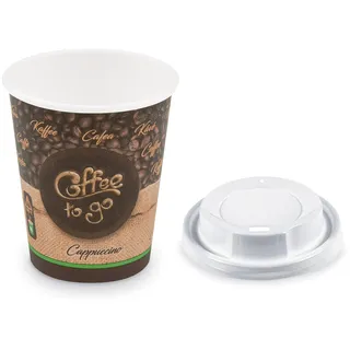 Kaffeebecher M 'Coffee To Go' Cappuccino mit Trinkdeckel 200ml 280ml,  100 Stk.