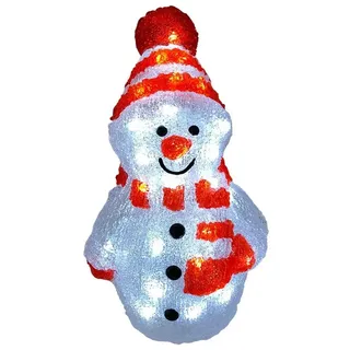 Mojawo Acryl Schneemann mit 40 LEDs kaltweiß-MLK040S-Rot