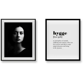 queence Bild »Hygge II«, Schriftzug, (2 St.), gerahmt, schwarz