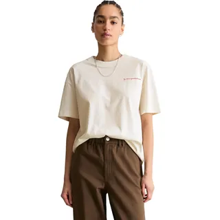 T-Shirt MARC O'POLO DENIM, Damen, Gr. S, beige (silky weiß), Jersey, Obermaterial: 100% Baumwolle, relaxed fit normal, Rundhals, Shirts T-Shirt, Relaxed Fit, großer Rückenprint