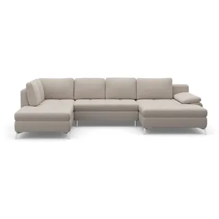 sit&more Wohnlandschaft »Latigo U-Form« mit Recamiere, wahlweise mit Bettfunktion und Bettkasten, grau