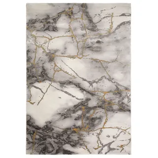 Teppich OTTO HOME "Juliet" Gr. 6, gold, B:200cm H:12mm L:290cm, Kunstfaser, Teppiche, Teppich, modernes Marmor-Design, Kurzflor, pflegeleicht, weich
