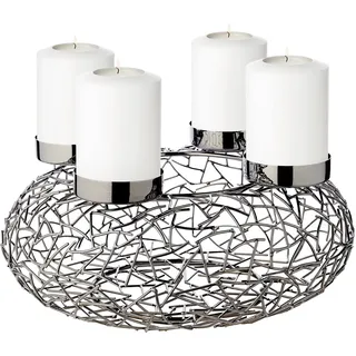EDZARD Adventskranz Milano, Edelstahl dunkel vernickelt, Durchmesser 34 cm, für Stumpenkerzen ø 8 cm