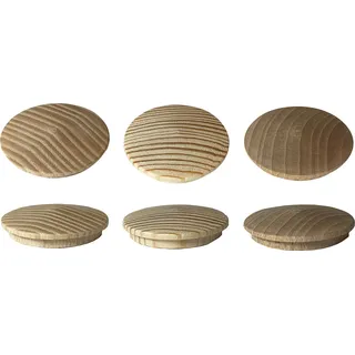 Set mit 30 Holzkappen, Knöpfen (30 mm Durchmesser, Kiefernholz)