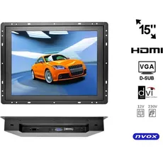 Nvox Monitor open frame LCD 15cali cali LED VGA HDMI DVI 12V 230V ... (NVOX OP1500VH), Autoradio, Schwarz