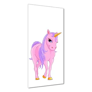Wallario selbstklebende Duschrückwand 90 x 180 cm mit Motiv Einhorn in rosa mit Schweif in lila II - Wandverkleidung mit Hochglanzlaminat in Glasoptik
