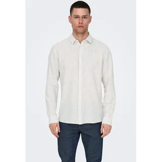 Only & Sons Kurzarmhemd »ONSCAIDEN Stripe LINEN SHIRT 660 NOOS«, beige