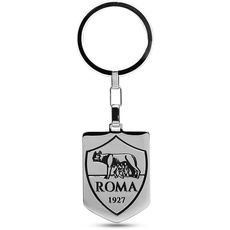 Schlüsselanhänger Roma Logo aus Stahl mit Ky Asset Seite, grau, Kinder und Jugendliche, Sport & Fußball, grau, Taglia unica