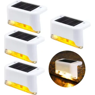Stufenleuchten, LED-Solar-Wandleuchten, wasserdichte Treppenleuchten für den Innen- und Außenbereich, Zaunleuchten (4er-Pack, Warmweiß)