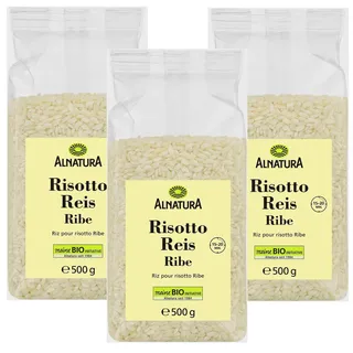 3x 500g Alnatura Bio Risotto Reis Langkornreis ribe Anbau Italien cremig sämig