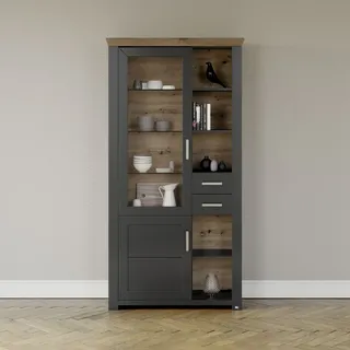 Set One by Musterring Vitrine York Dekor Graphit / Eiche